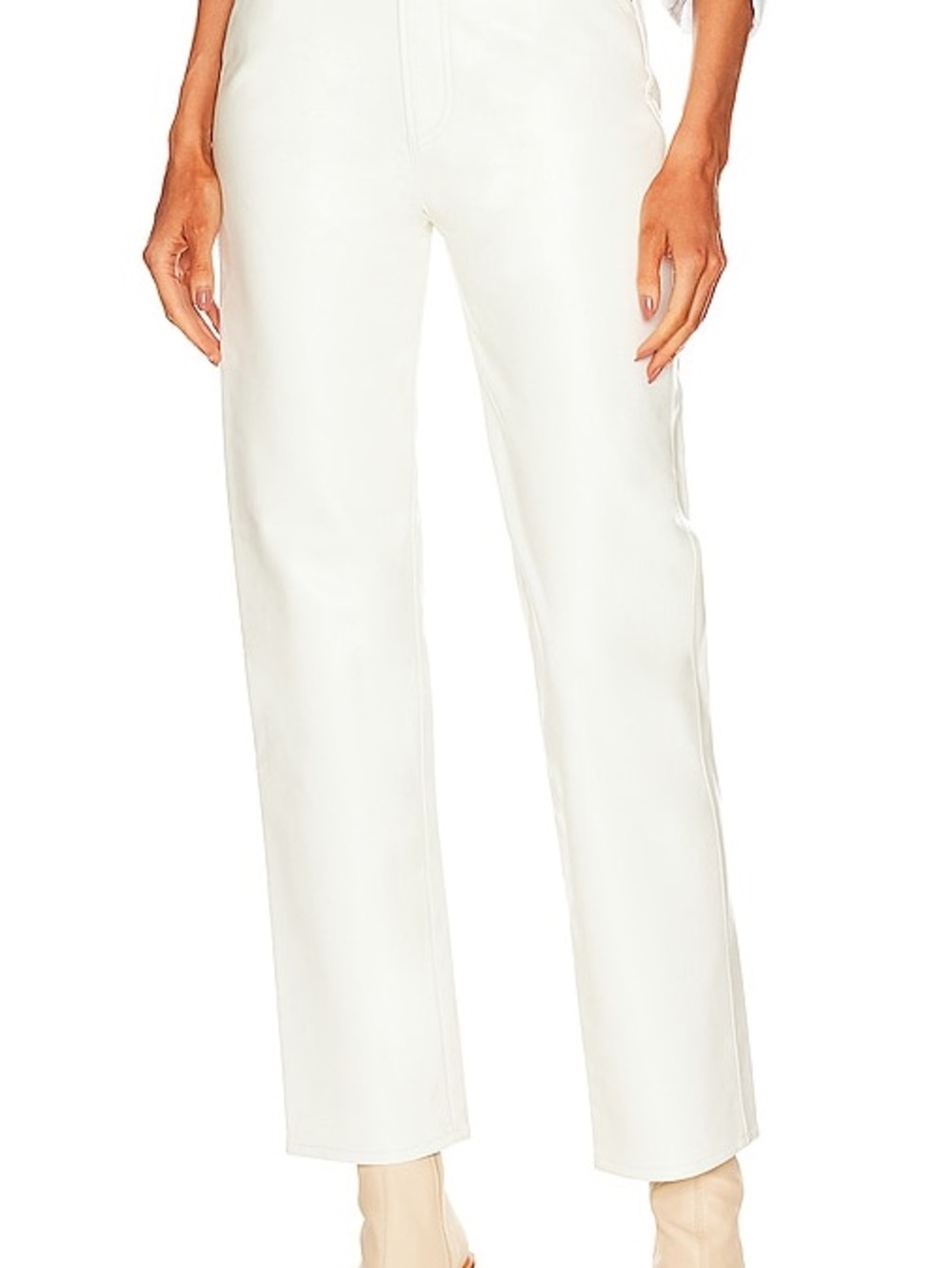 NWT AGOLDE Cream Lace High-Rise Straight Leg Leather Jeans 90’s Pinch Pants